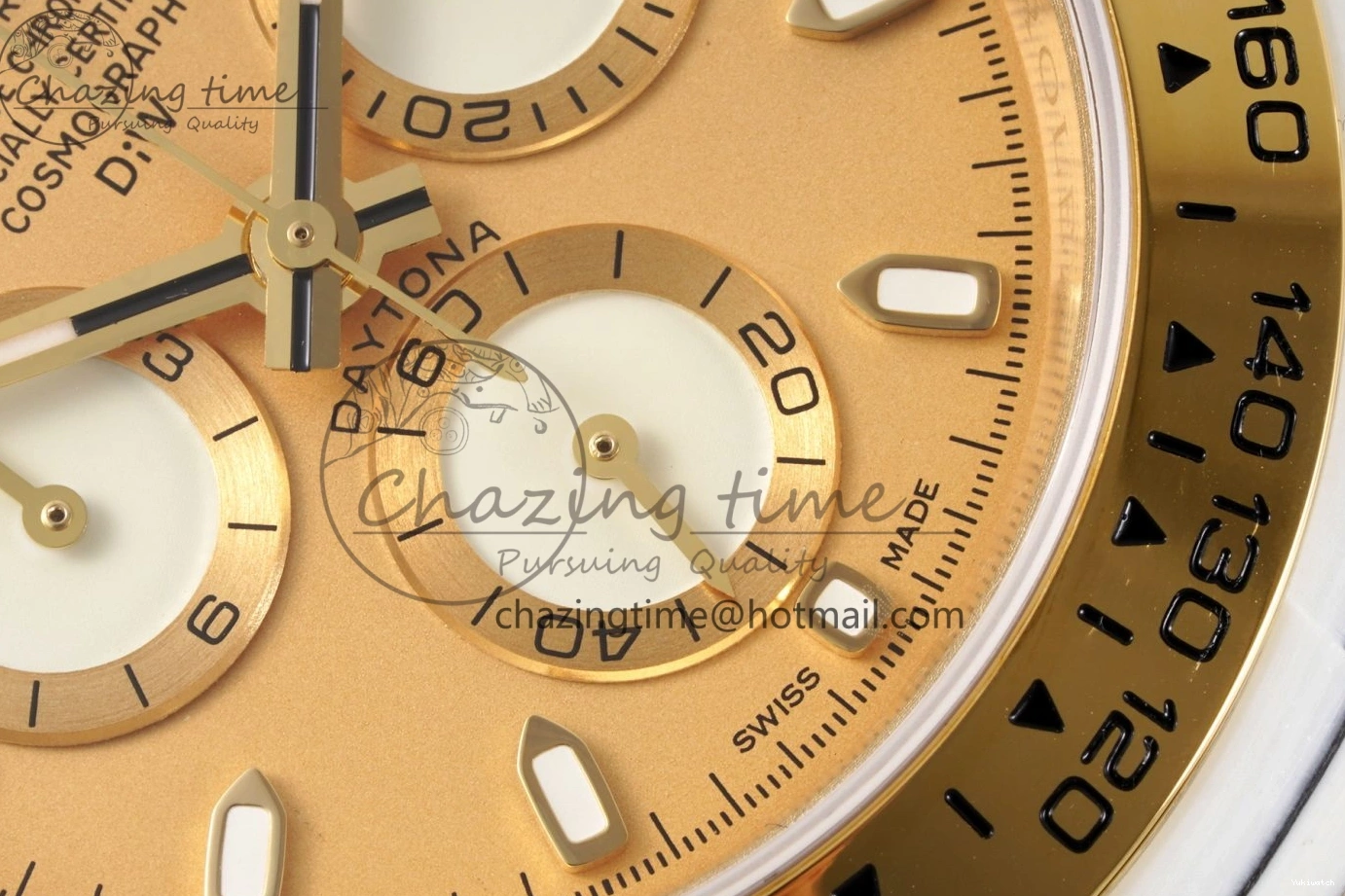 Daytona Bezel Leather Strap A7750 on White DIWF YG Dial DIW Brown YG Edition Case Carbon 0430